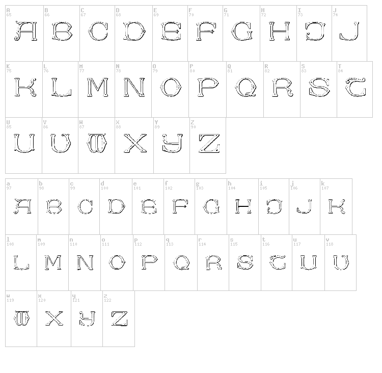 Dolphus-Mieg Alphabet Two font map